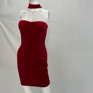 Love Culture Red Velvet Strapless Mini dress.